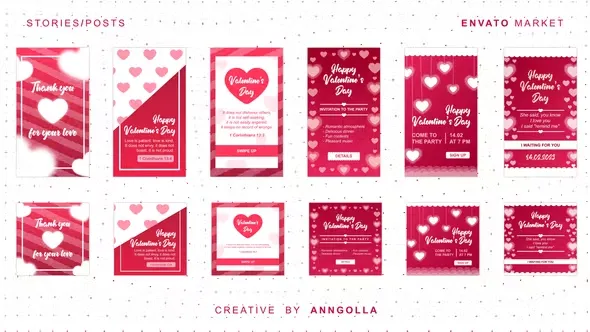 Videohive Happy Valentines Day 6 Stories + Posts 42931333