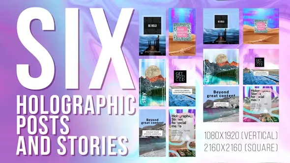 Videohive Holographic Posts and Stories 44065209