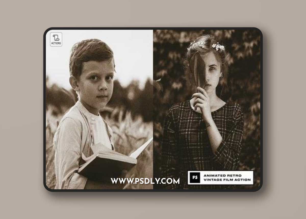 Animated Retro Vintage Film Action 5RF5EEY