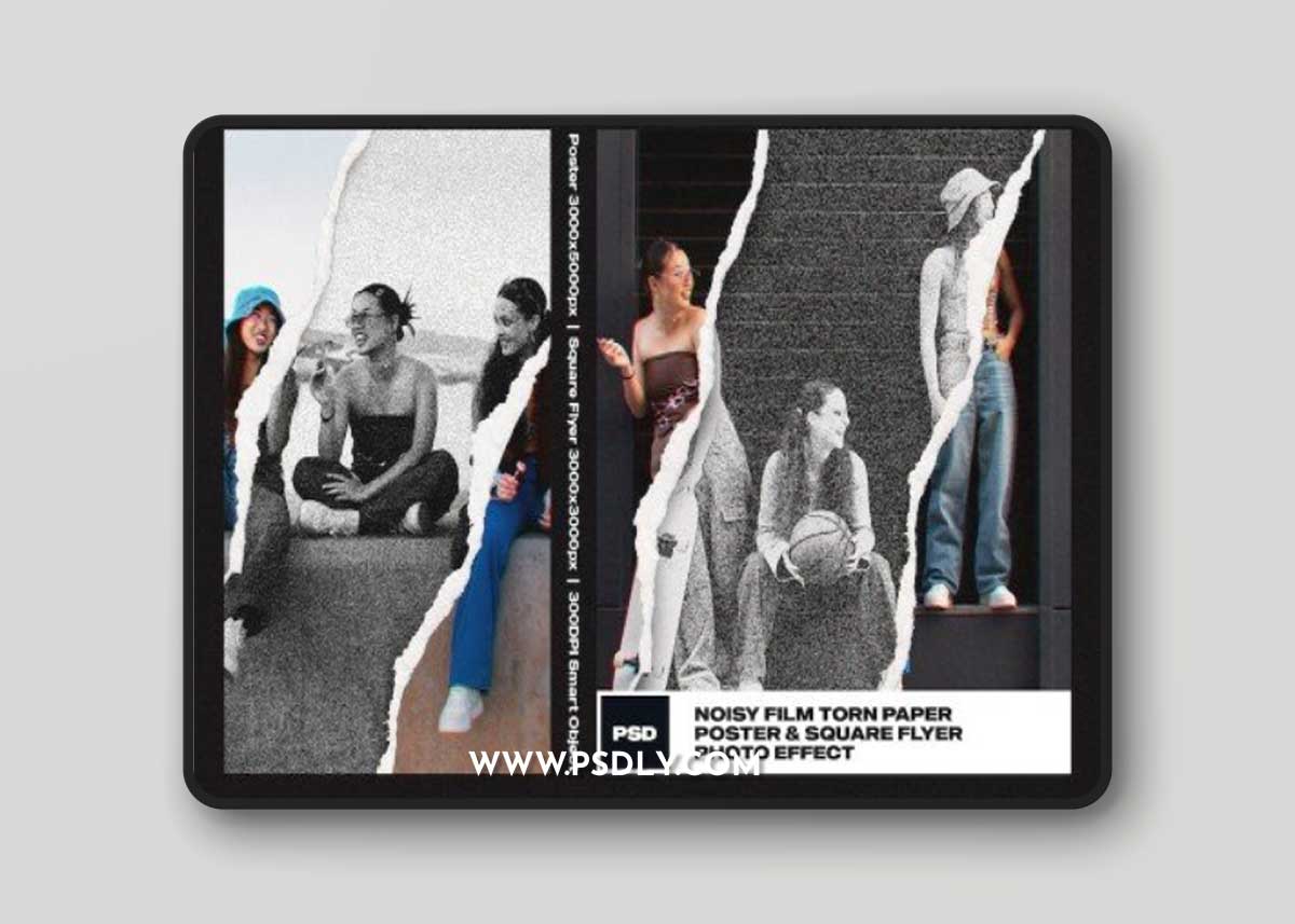 Noisy Film Torn Paper Photo Effect