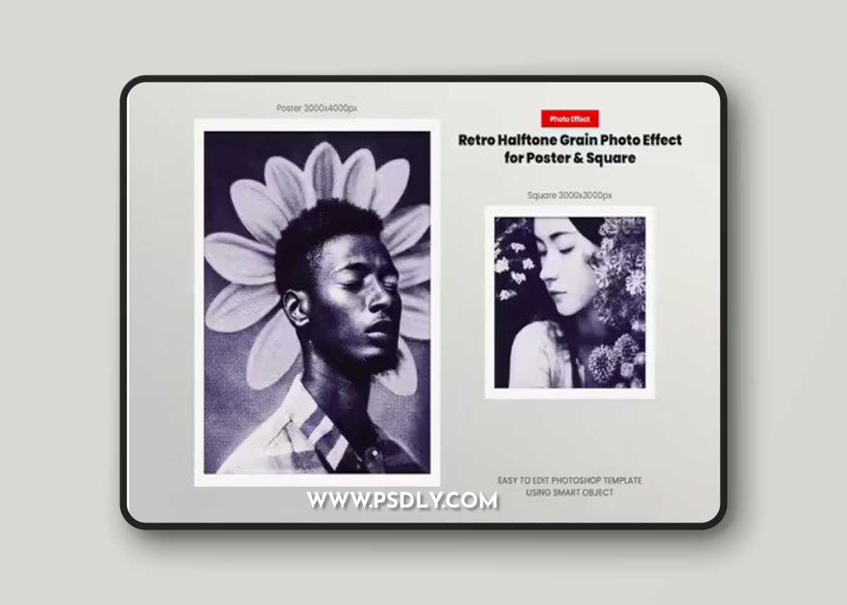 Retro Halftone Grain Photo Effect