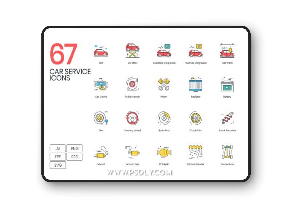 UI8 - 67 Car Service Icons ColorPop Series