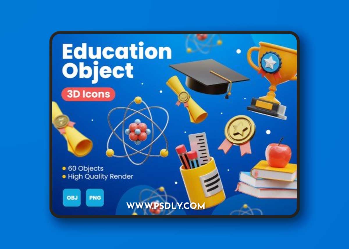 UI8 - Education Object 3D Icons