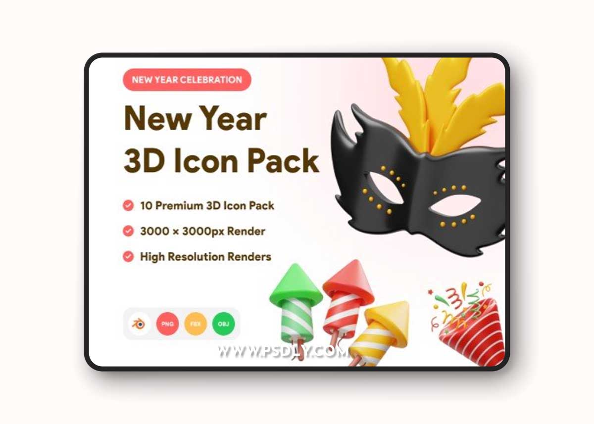 UI8 - New Year Celebration 3D Icon