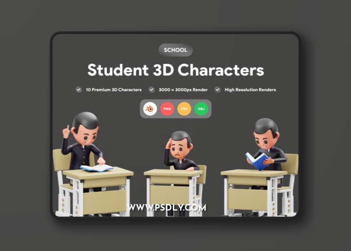UI8 - Student Character 3D Illustration