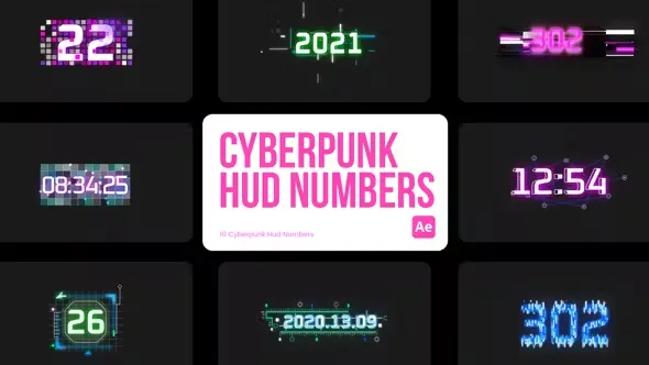 Videohive Cyberpunk HUD Numbers for After Effects 44912462