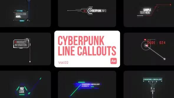 Videohive Cyberpunk Line Callouts 02 for After Effects 45211138