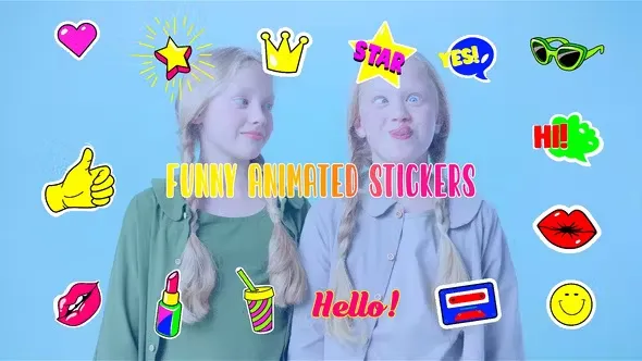 Videohive Trendy Style Animated Funny Stickers Element Pack After Effects Template 44677579