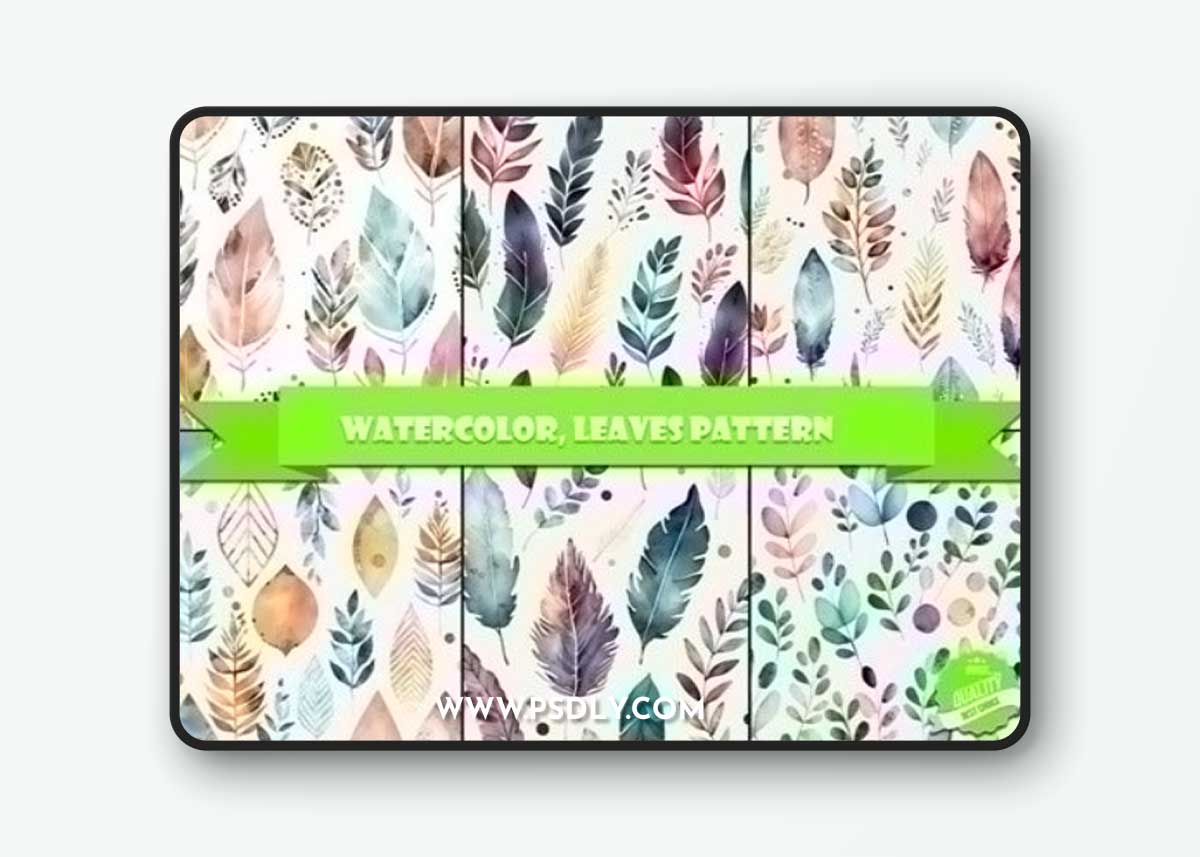 Watercolor Leaves Patterns Collection