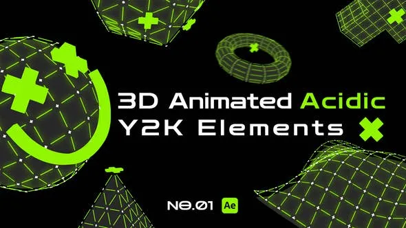 Videohive 3D Animated Acidic Y2K Elements 45874879