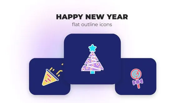 Videohive Happy New Year - Flat Outline Icons 45844729