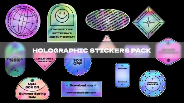 Videohive Holographic Stickers Pack 45271319
