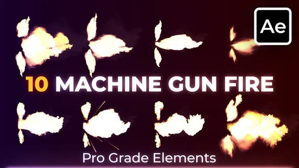 Videohive Machine Guns Muzzle Flash Gunfire 45506227