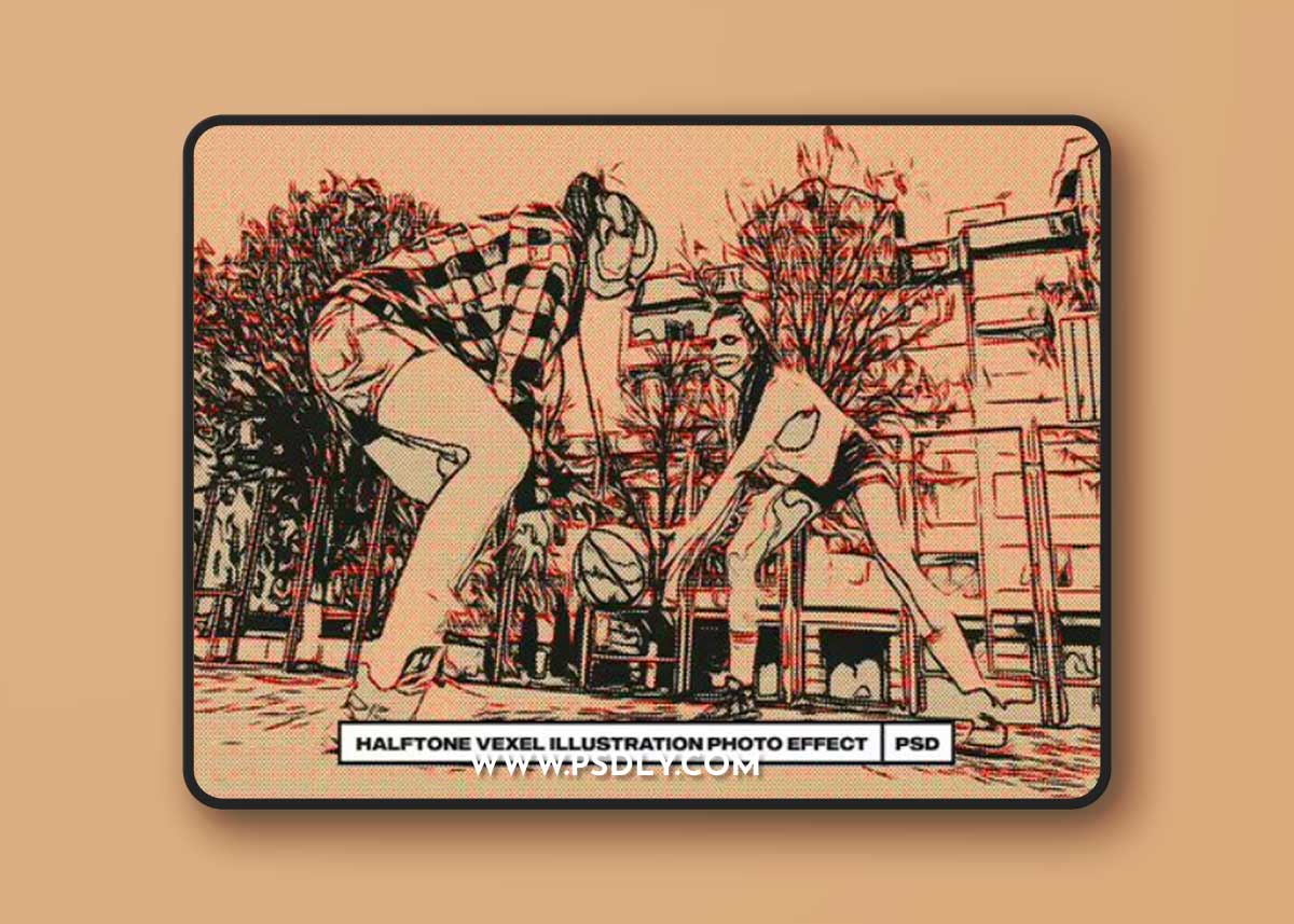 Halftone Vexel Illustration Photo Effect