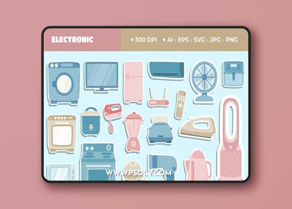 House Electronics Cute Sticker Set 684MXHM
