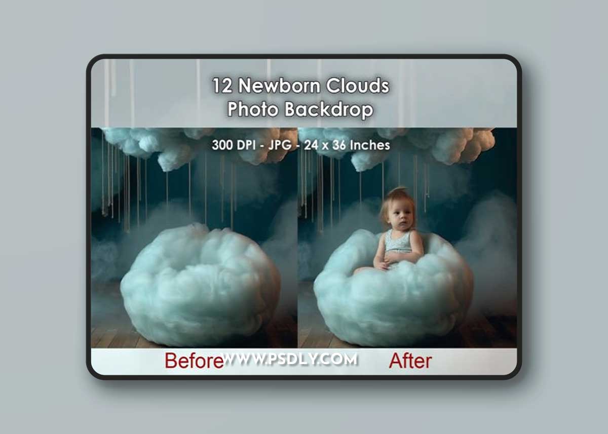 12 Newborn Clouds Photo Backdrops JPG