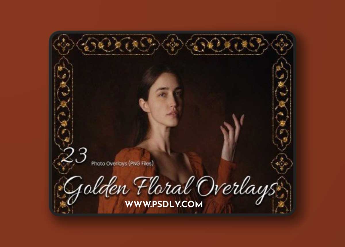 23 Golden Floral Photoshop Overlay