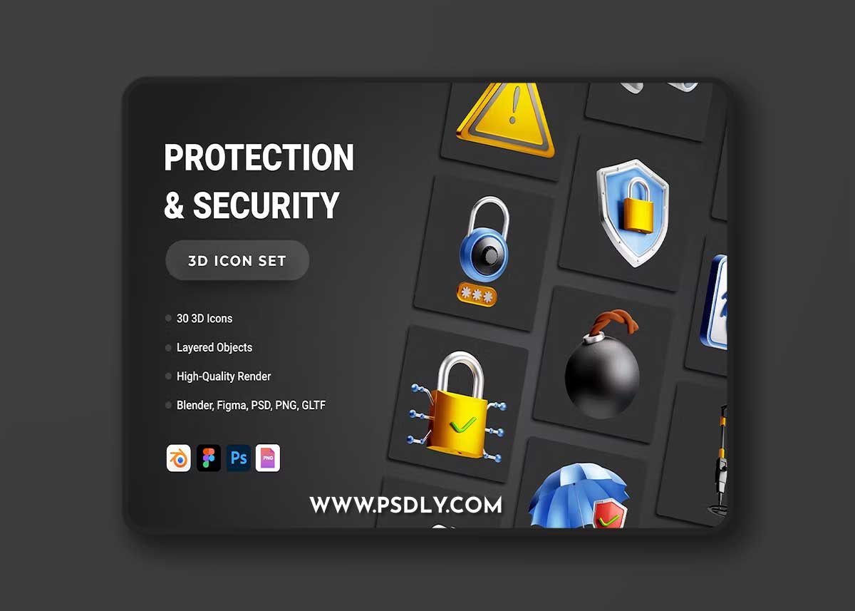3D Protection and Security Icons UMYW4DJ