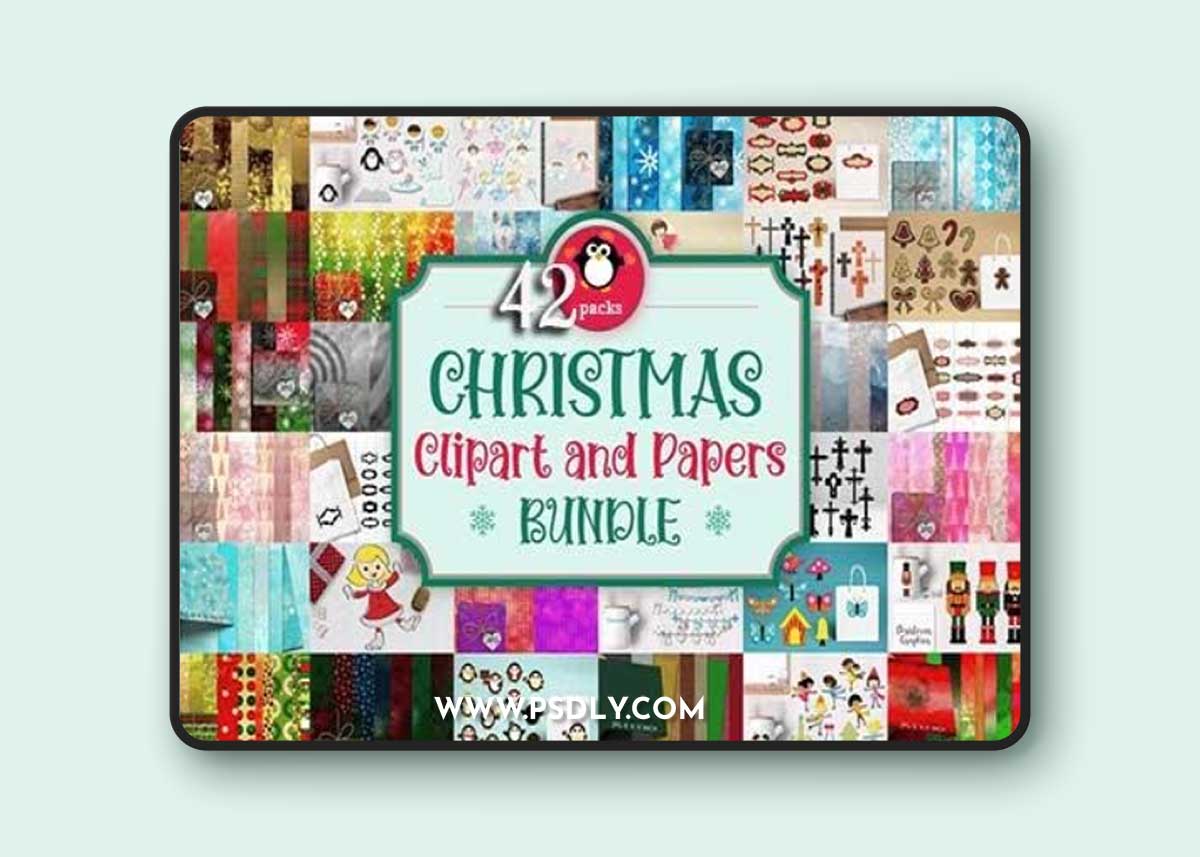 42 Collection Christmas Clipart and Papers Bundle