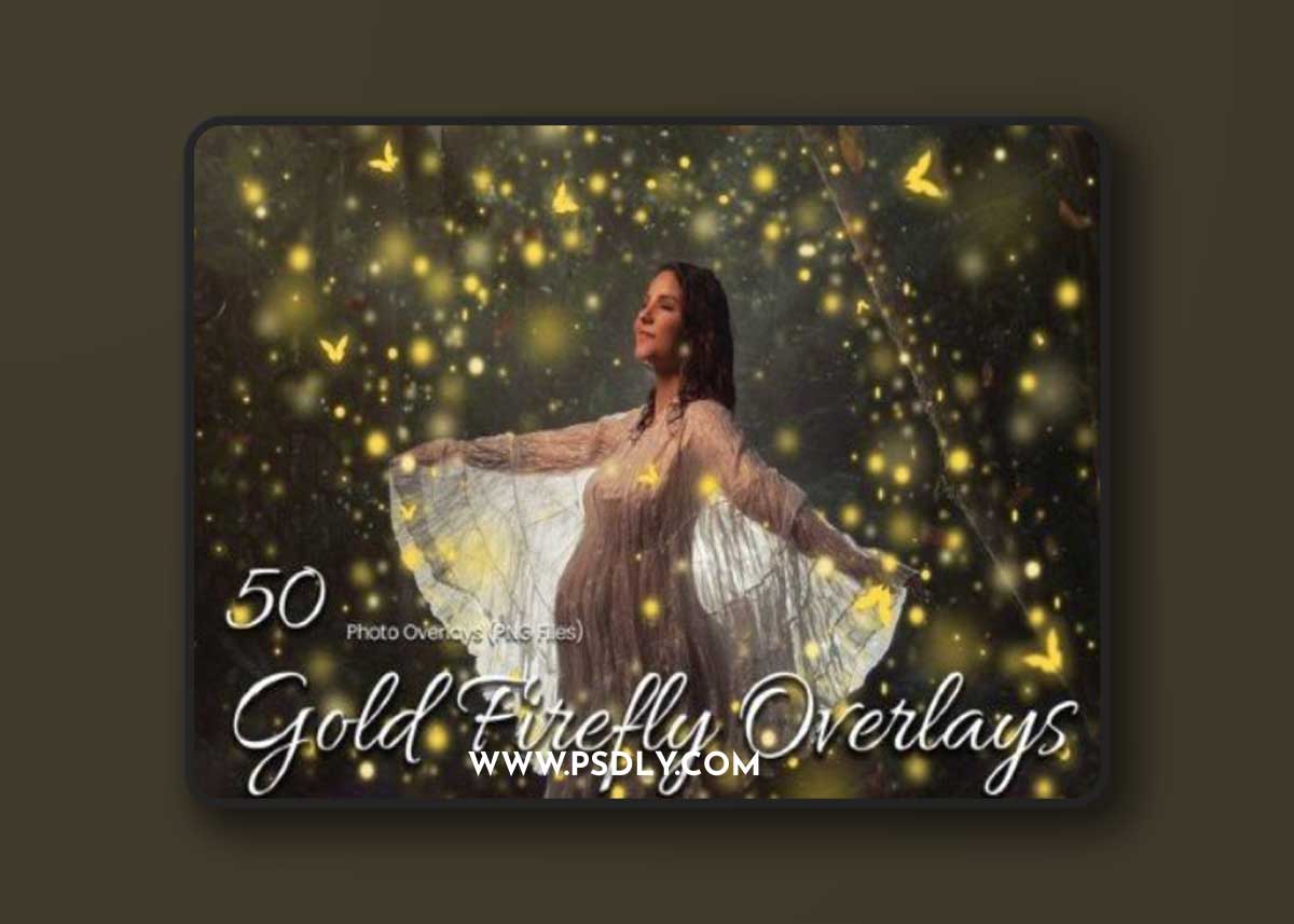 50 Gold Firefly Photoshop Overlays