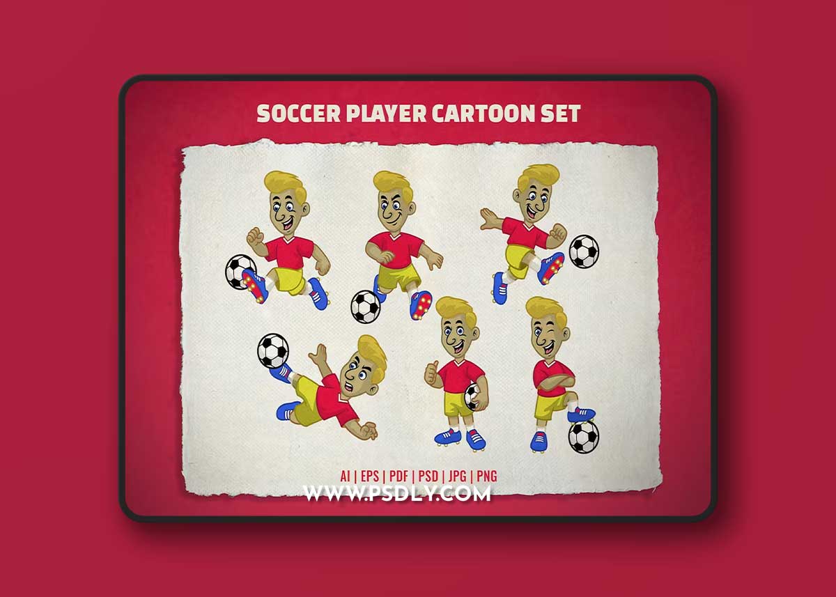 Soccer Player Cartoon Set 9B33N3C