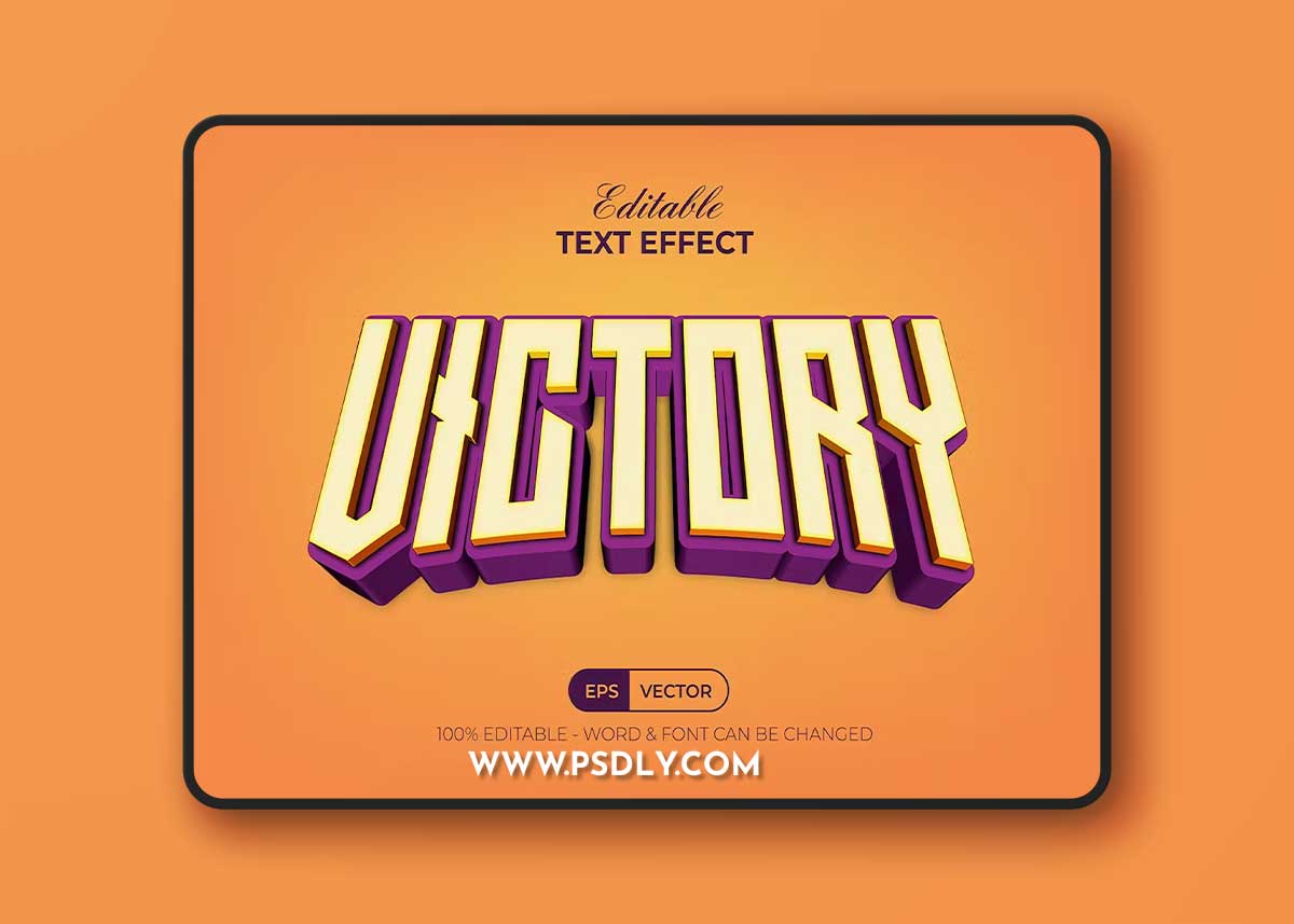 Victory Text Effect 3D Curved Style 28Z3L8S
