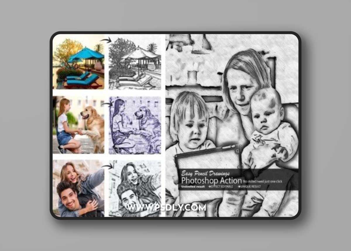 Easy-Pencil-Drawing-Photoshop-Action