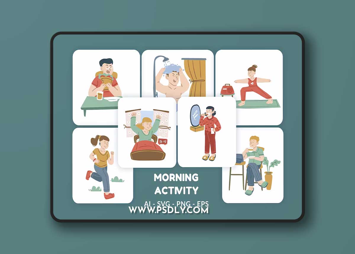 Morning Activity Vector Illustration v.1 M56GCUV