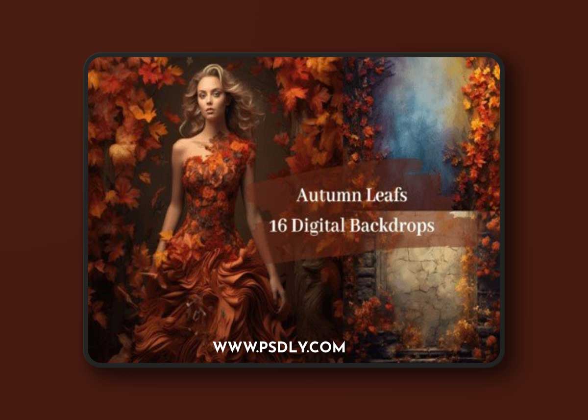 Autumn Falling Leaves Digital Backdrops
