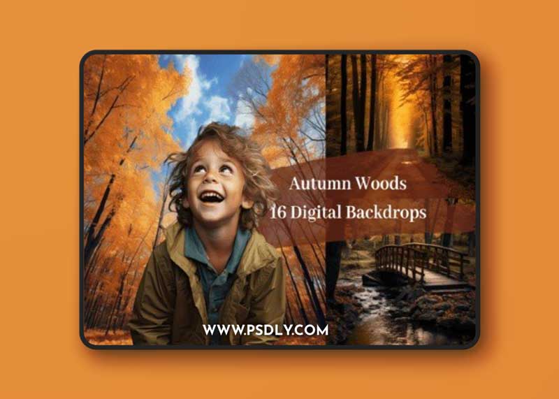 Autumn Woods Fall Digital Backdrops