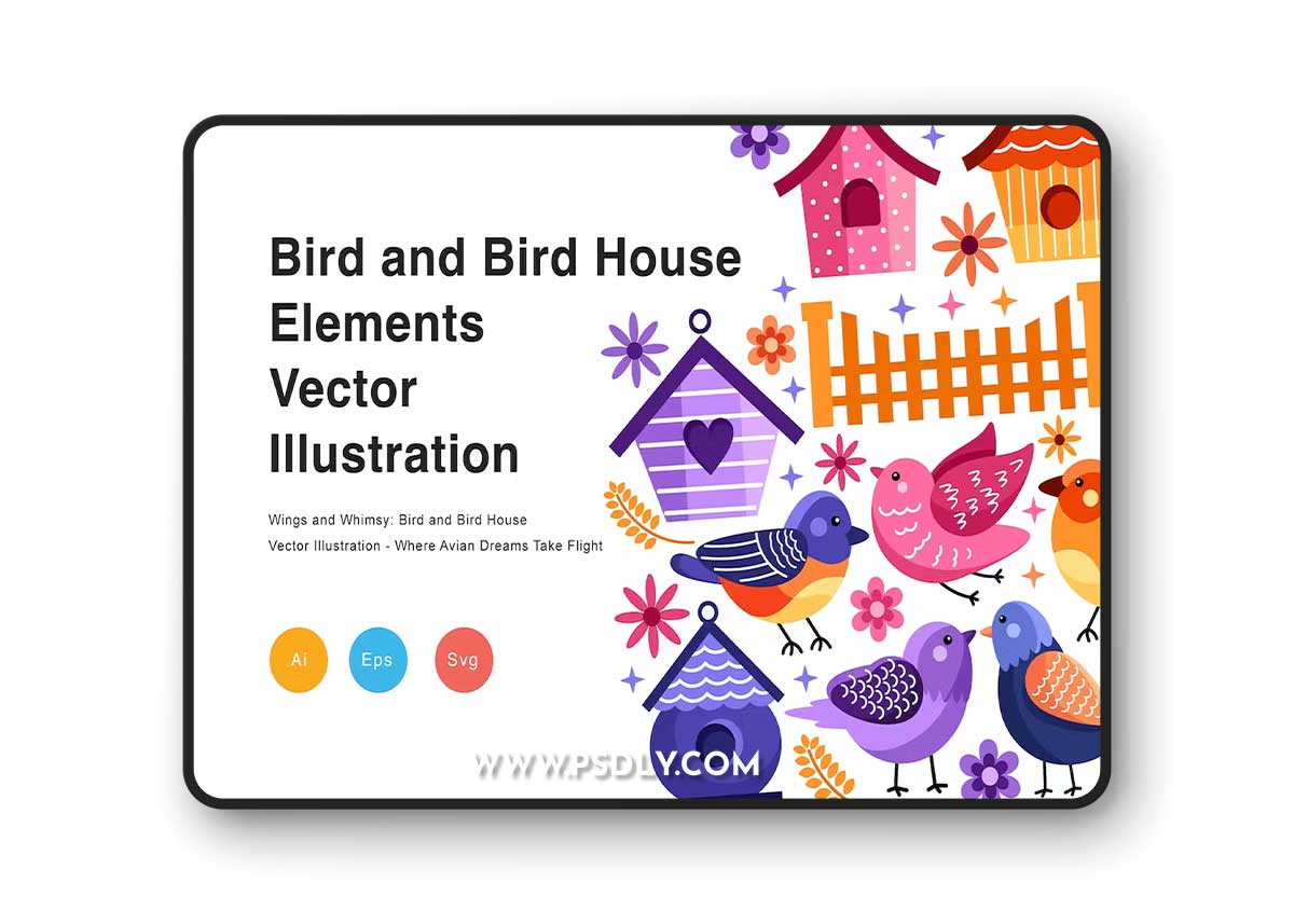 Bird and Bird House Vector Illustration W2A9U8F