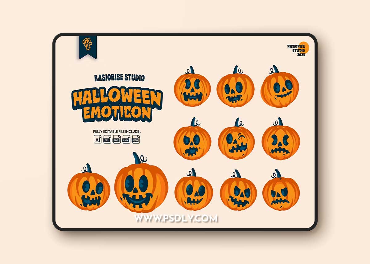 Set Halloween Pumpkin Element 73BDT4Z