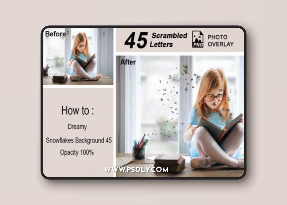 45 Scrambled Letters PNG Overlay