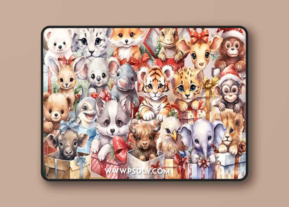 Christmas Animals Clipart Bundle