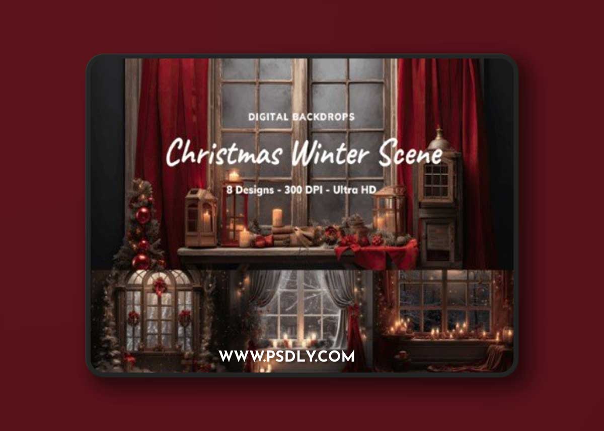 Christmas Winter Scene Digital Backdrops