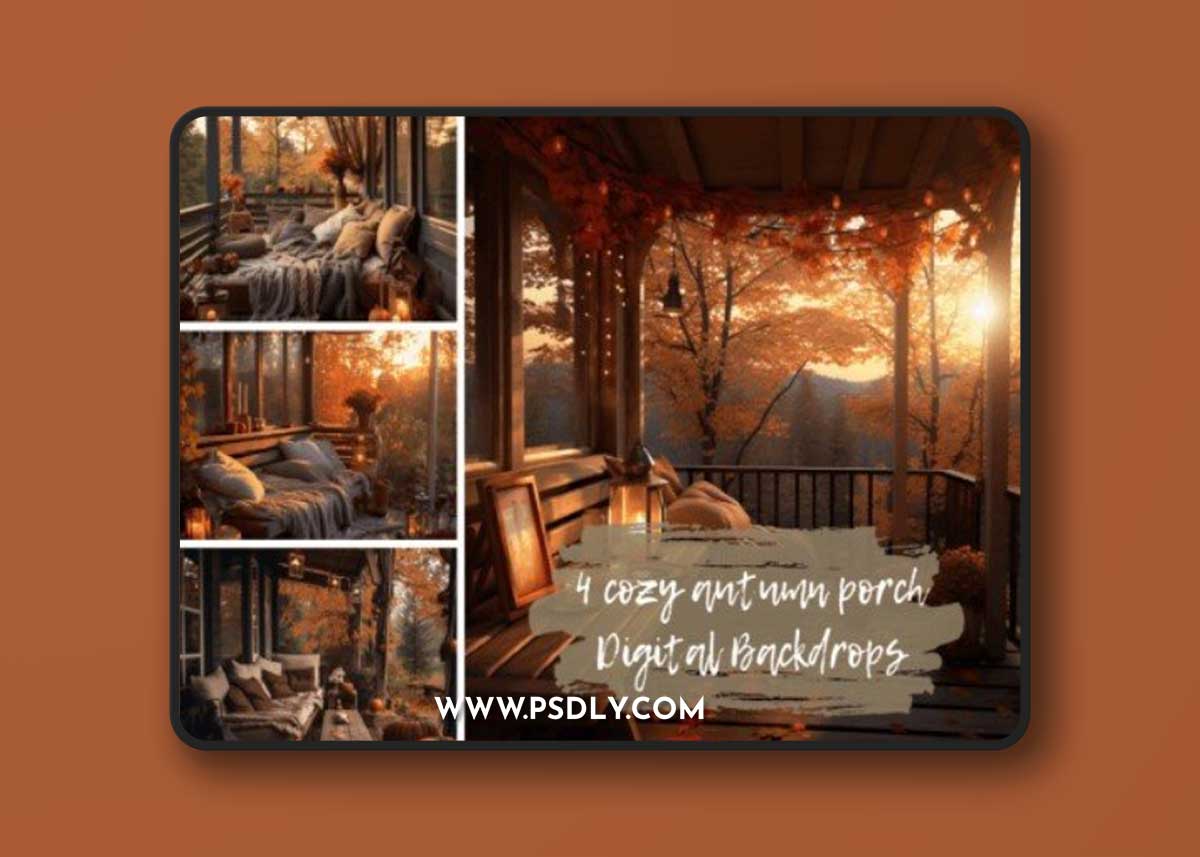 Cozy Autumn Porch Digital Backdrops