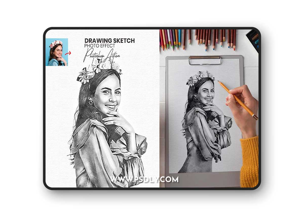 CreativeMarket Drawing Sketch Photoshop Action 58617878