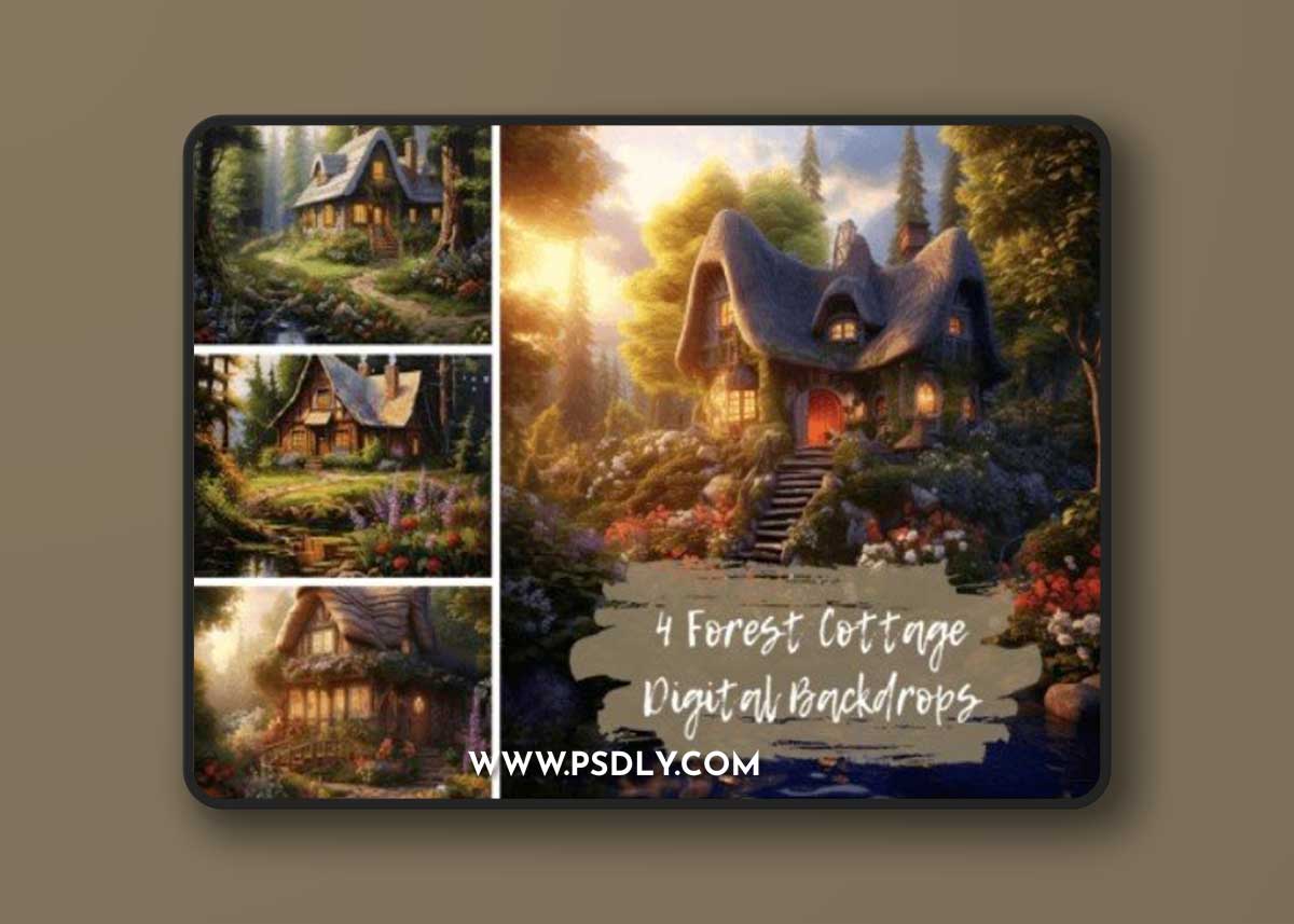 Forest Cottage Digital Backdrops