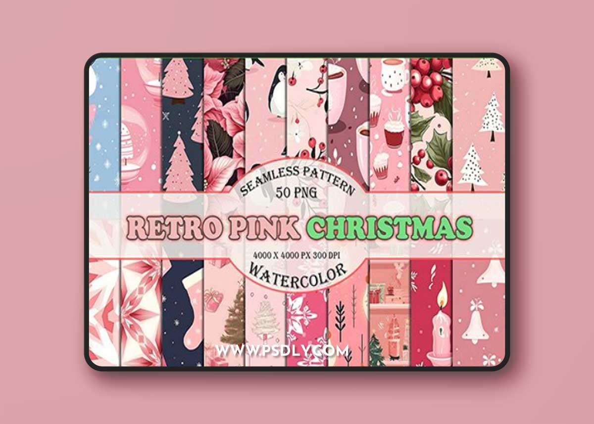 Pink Christmas Digital Paper Bundle