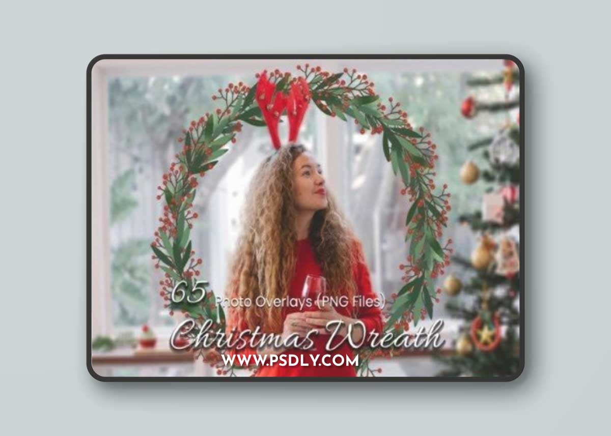 65 Christmas Wreath Photoshop Overlays
