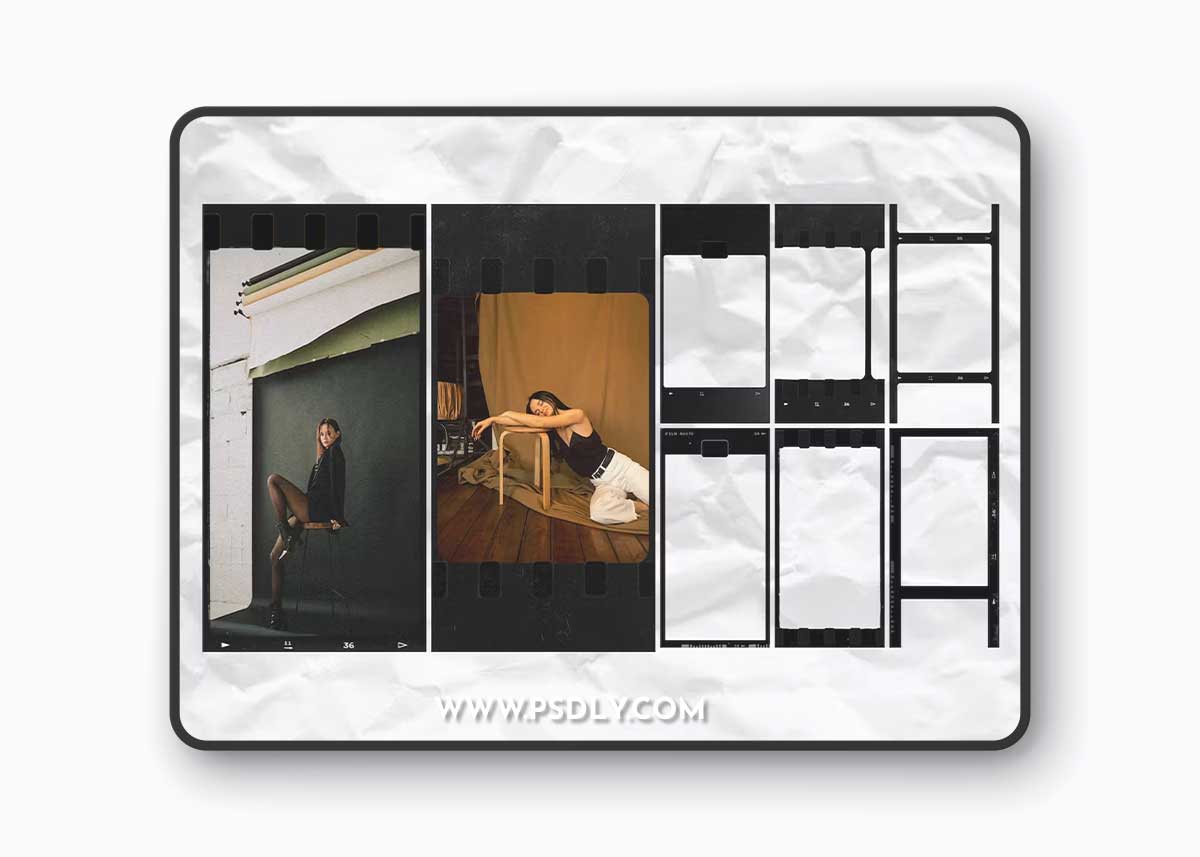 8 Retro Black Film Frames Instagram Overlays