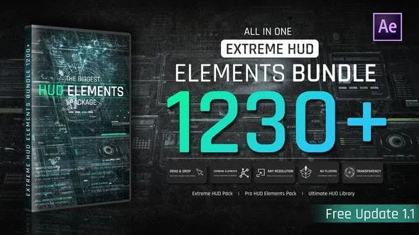 Videohive - Extreme HUD Elements Bundle 1200+ V2 - 44273741