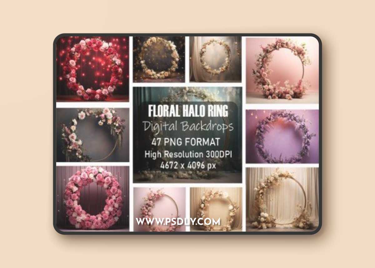 Beautiful Floral Halo Ring Backdrops