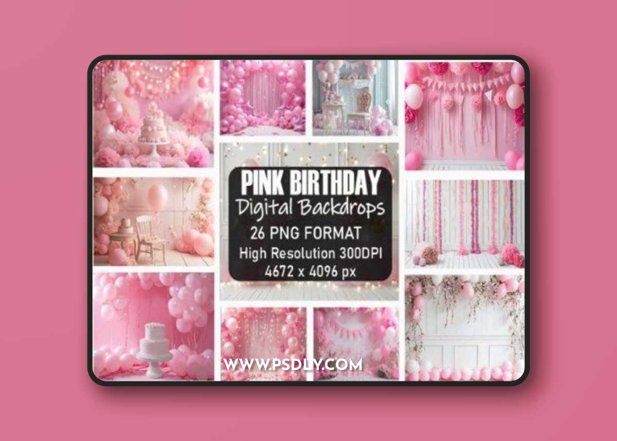 Beautiful Pink Birthday Backdrops