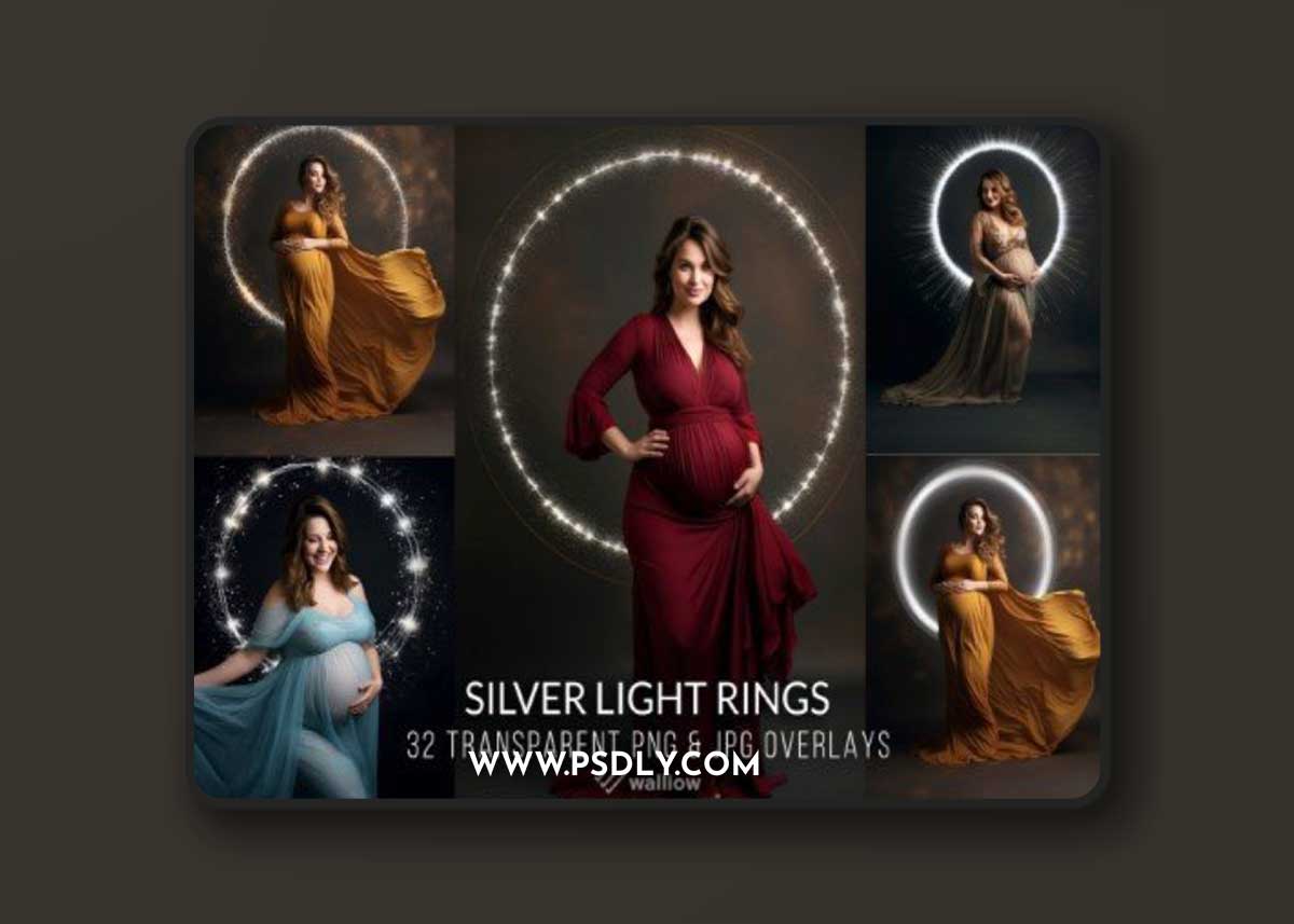 Creativemarket - Maternity silver light ring overlay