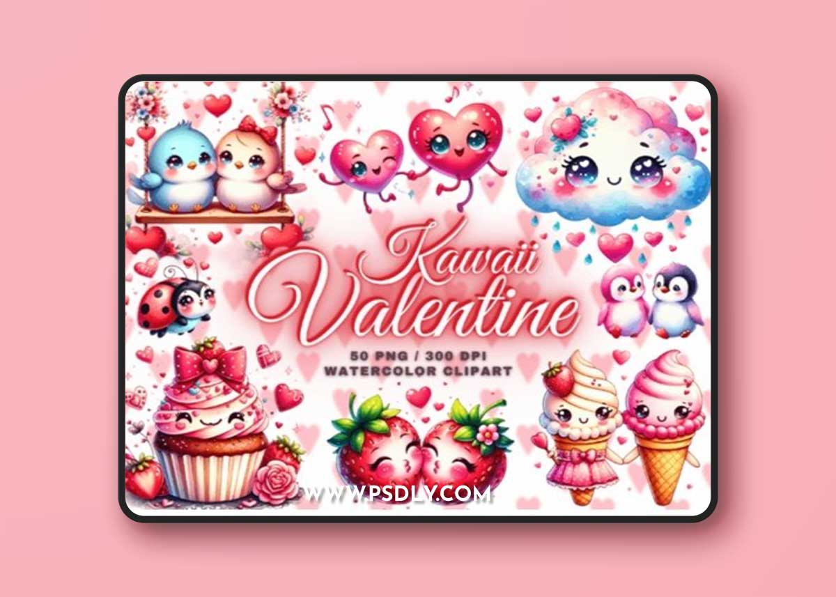 Cute Valentine Clipart - Kawaii Clipart 88803404