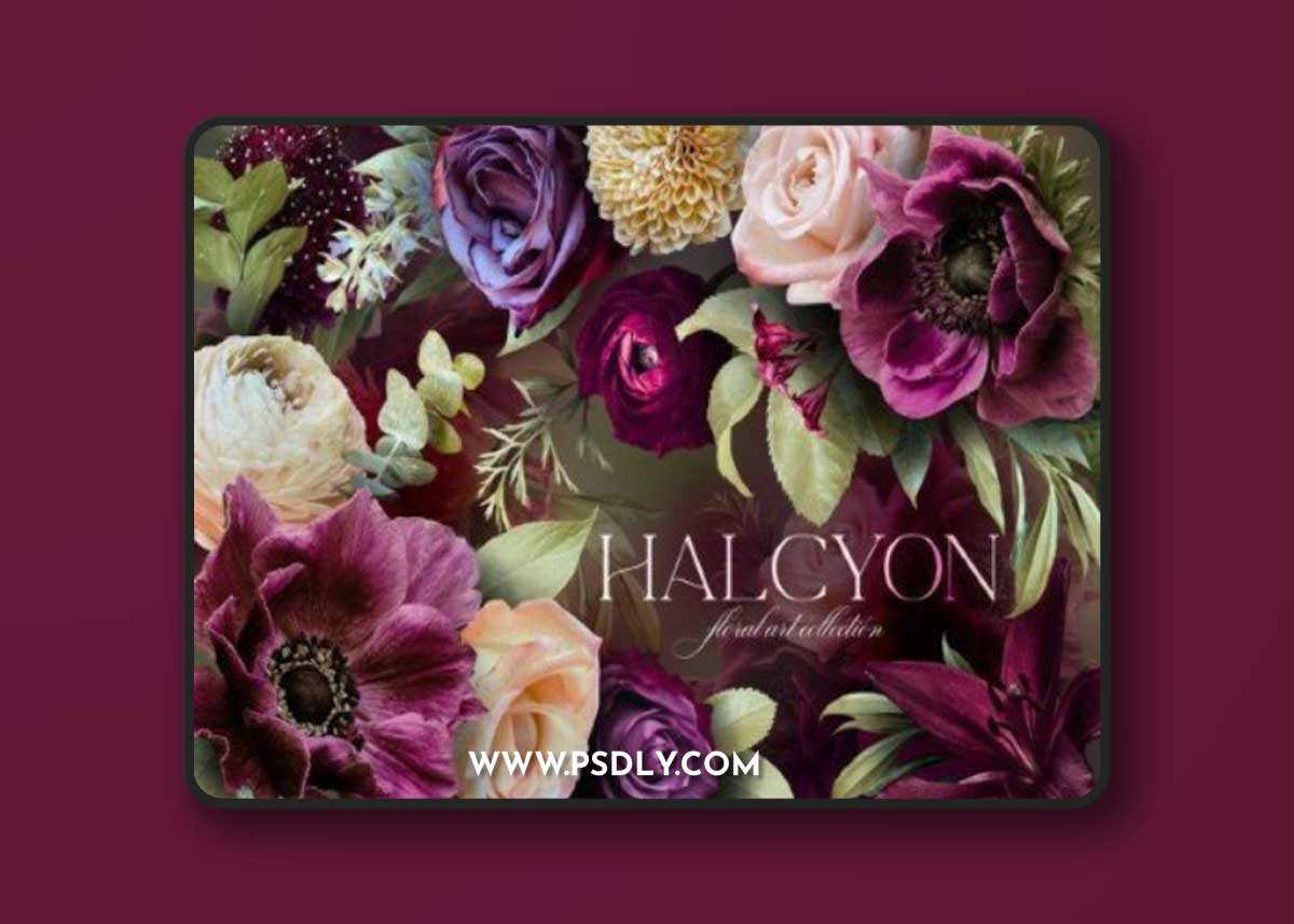 HALCYON FLORAL CLIP ART GRAPHICS KIT
