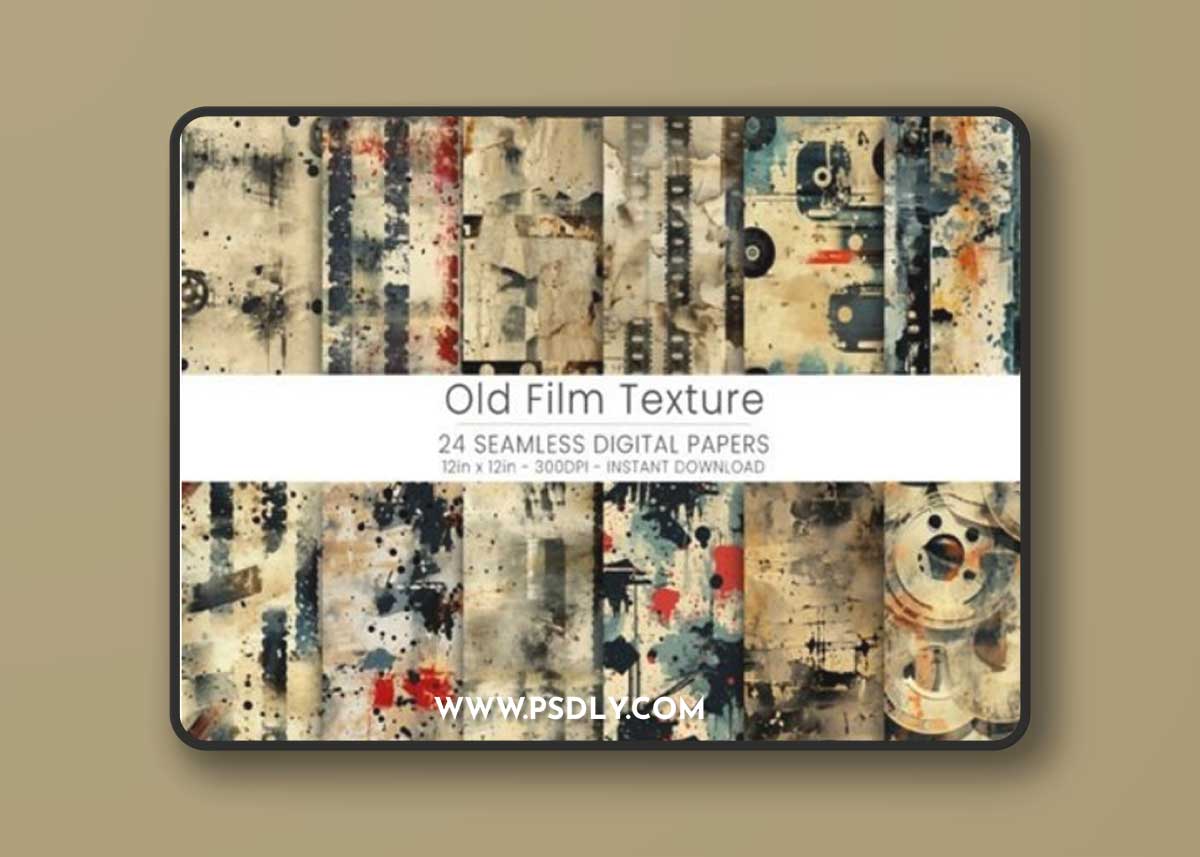 24 Old Film Texture Digital Paper 93259171