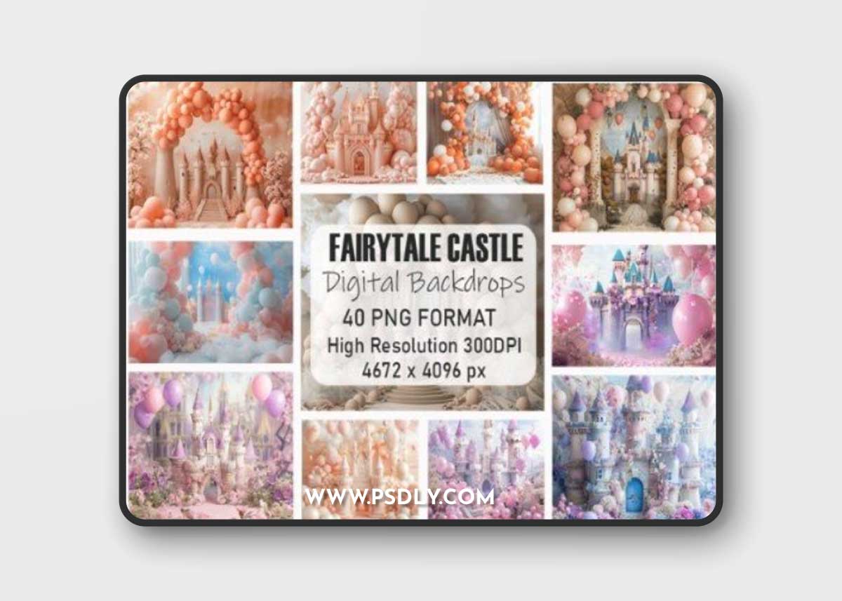 Dreamy Fairytale Castle Digital Backdrop