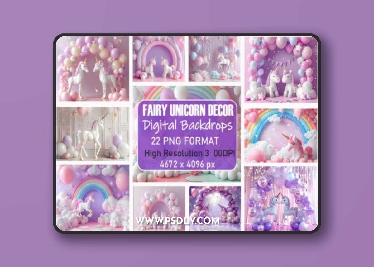 Fairy Unicorn Decor Digital Backdrops